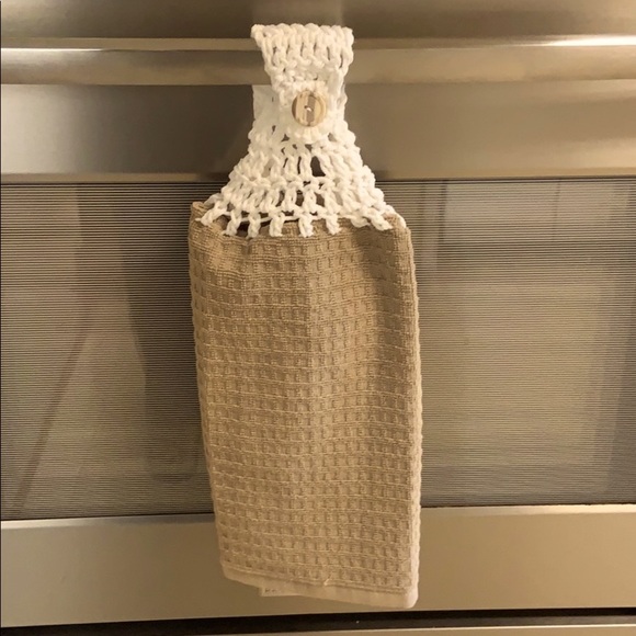 Hand Crafted Two Crocheted Top Hanging Kitchen or Bathroom Hand Towels - Picture 5 of 5